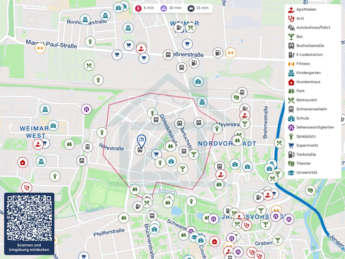 Lageplan-Rembrandtweg 19, 99423 Weimar, Deutschland-Kartenausschnitte