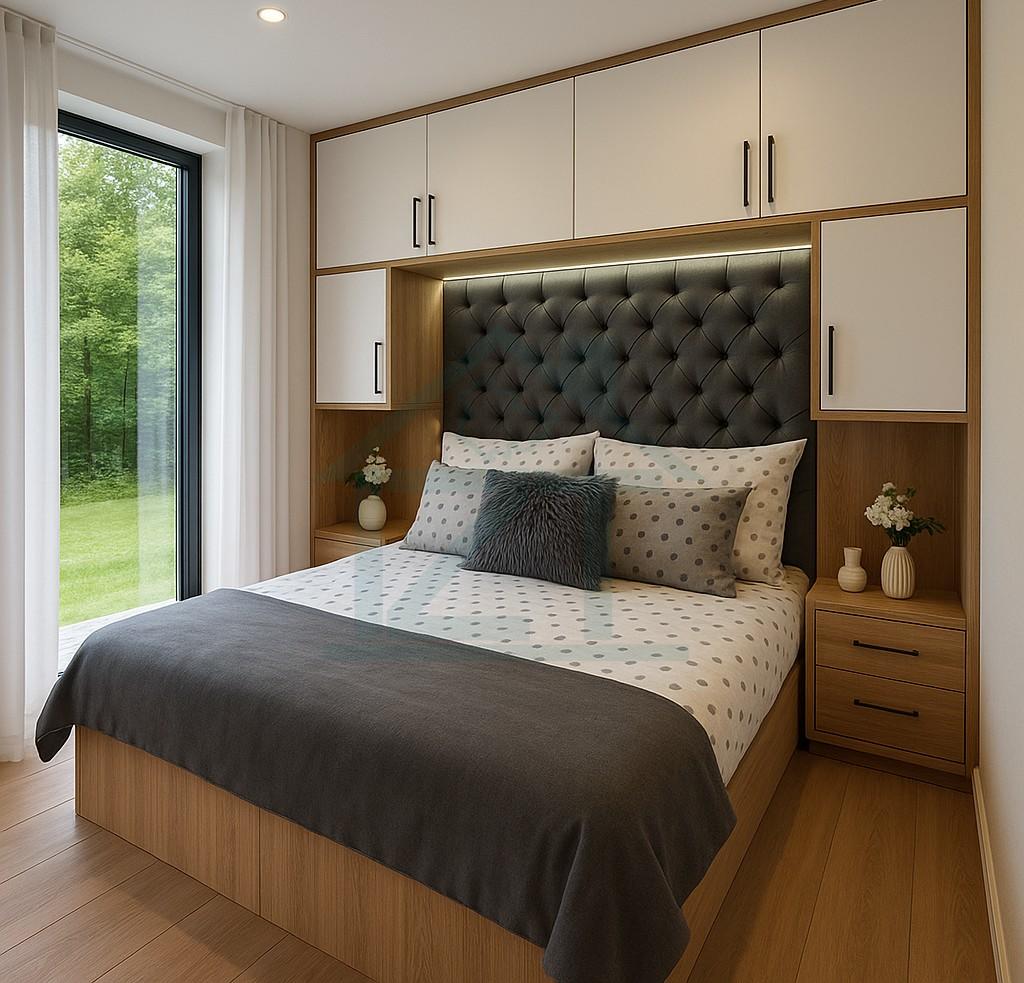 Moderne Schlafzimmerruhe mit Naturblick