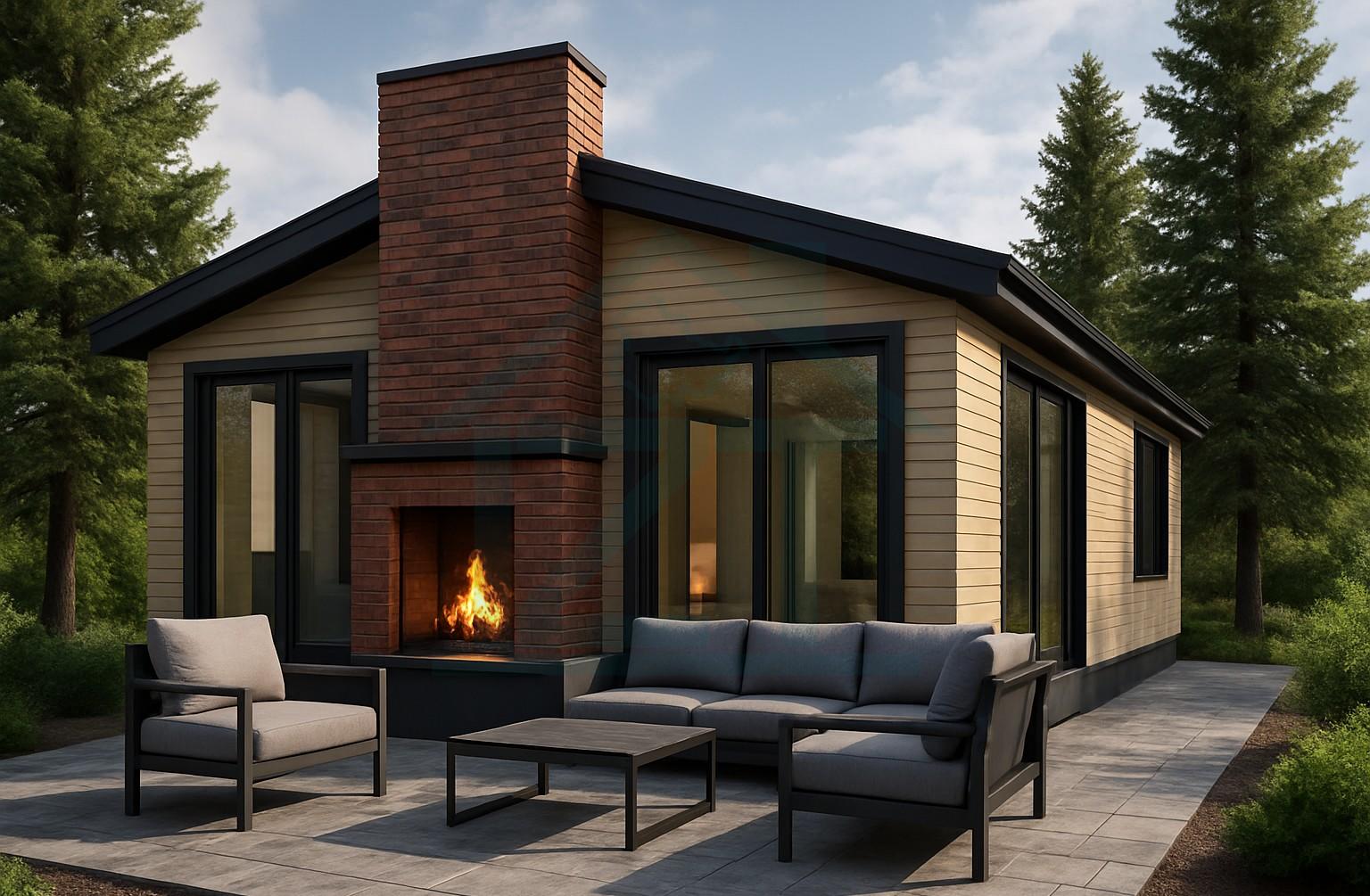 Modern Haus SR im Grünen mit Kamin