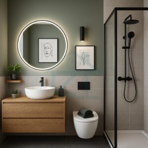 Moderne Badezimmergestaltung mit natürlichen Akzenten