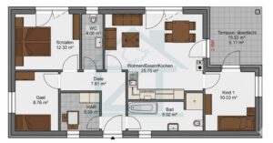 Bungalow Fibalin+ Grundriss
