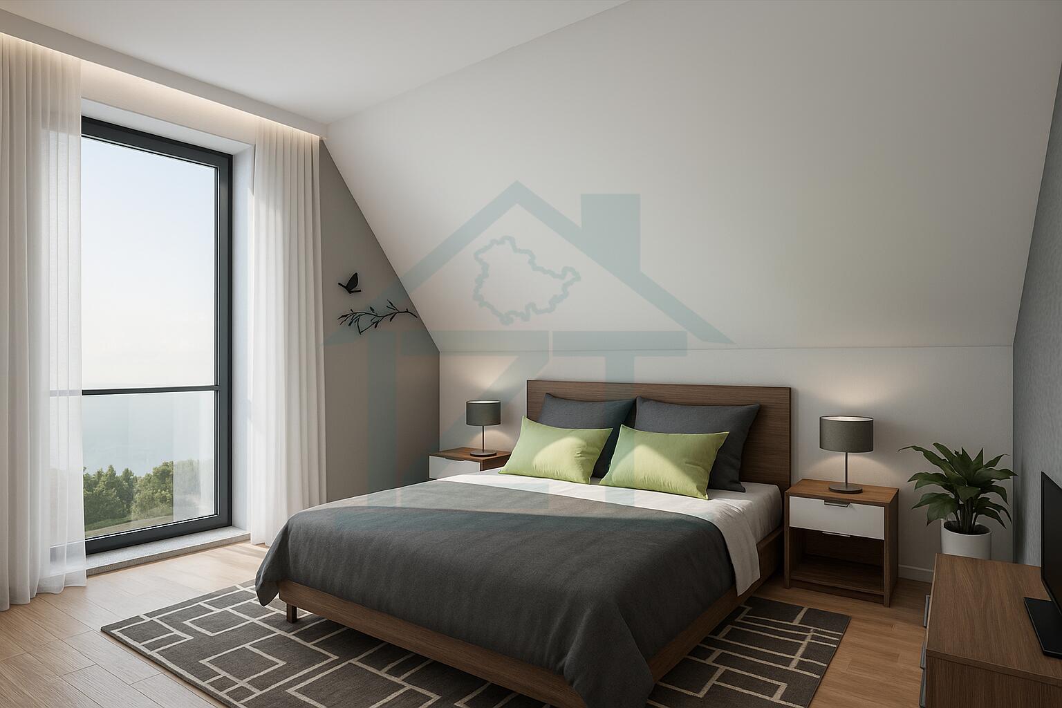 Minimalist Dachzimmer mit Naturlicht