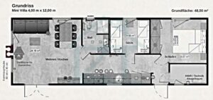Grundriss Mini Villa 4,00 x 12,00 m