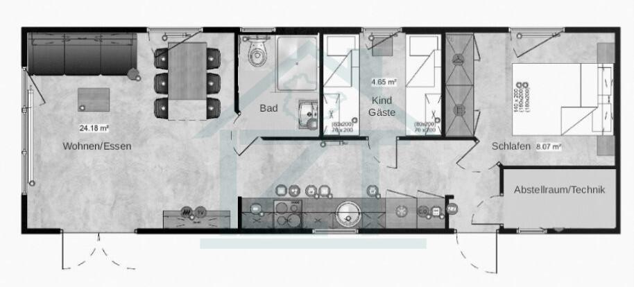 Grundriss Mini Villa 4,00 x 12,00 m