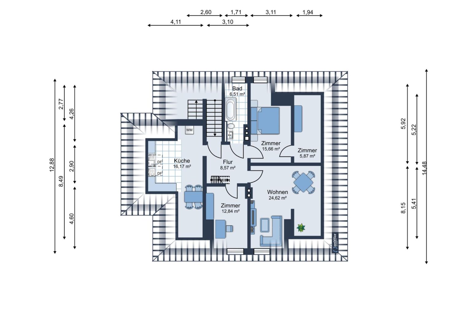 Grundriss Wohnung DG